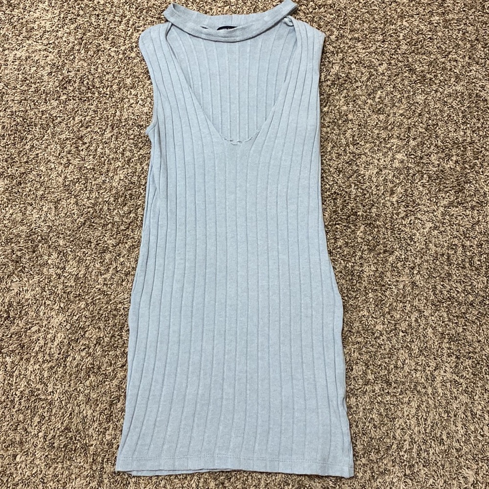 Grey Ribbed Bodycon Dress - Picture 4 of 6